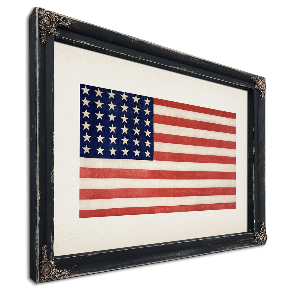 Bella Frye Vintage 36 Star American Flag Print: Patriotic USA Wall Art