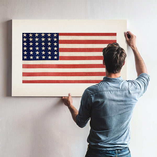 Bella Frye Vintage 36 Star American Flag Print: Patriotic USA Wall Art