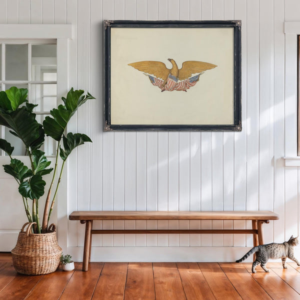 Bella Frye Vintage Eagle Print: Patriotic Americana Wall Art, Framed Canvas Option