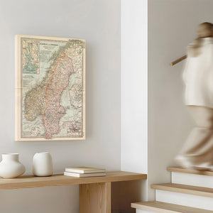 Bella Frye Home & Garden > Decor > Artwork Framed Norway Sweden Vintage Map - Ornate Embellishment Frame with Print