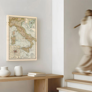 Bella Frye Home & Garden > Decor > Artwork Framed Italy Vintage Map - Ornate Embellishment Frame with Print