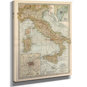 Bella Frye Home & Garden > Decor > Artwork Framed Italy Vintage Map - Ornate Embellishment Frame with Print
