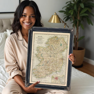 Bella Frye Home & Garden > Decor > Artwork Framed Ireland Vintage Map - Ornate Embellishment Frame with Print