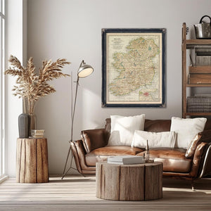 Bella Frye Home & Garden > Decor > Artwork Framed Ireland Vintage Map - Ornate Embellishment Frame with Print