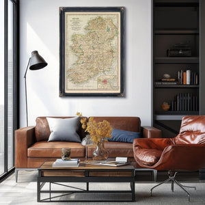 Bella Frye Home & Garden > Decor > Artwork Framed Ireland Vintage Map - Ornate Embellishment Frame with Print