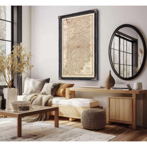 Bella Frye Home & Garden > Decor > Artwork Framed Indiana Vintage Map - Ornate Embellishment Frame with Print