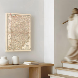 Bella Frye Home & Garden > Decor > Artwork Framed Indiana Vintage Map - Ornate Embellishment Frame with Print