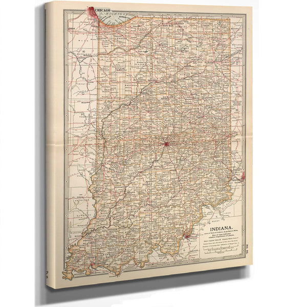 Bella Frye Home & Garden > Decor > Artwork Framed Indiana Vintage Map - Ornate Embellishment Frame with Print
