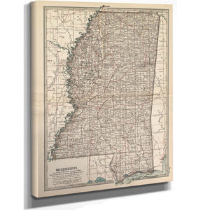 Bella Frye Home & Garden > Decor > Artwork Framed Mississippi Vintage Map - Ornate Embellishment Frame with Print