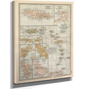 Bella Frye Home & Garden > Decor > Artwork Framed Jamaica Vintage Map - Ornate Embellishment Frame with Print