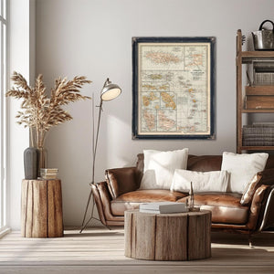 Bella Frye Home & Garden > Decor > Artwork Framed Jamaica Vintage Map - Ornate Embellishment Frame with Print