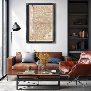 Bella Frye Home & Garden > Decor > Artwork Framed Indiana Vintage Map - Ornate Embellishment Frame with Print