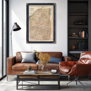 Bella Frye Home & Garden > Decor > Artwork Framed New York, Northern, And Eastern Part Vintage Map - Ornate Embellishment Frame with Print