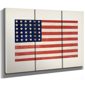 Bella Frye Vintage 36 Star American Flag Print: Patriotic USA Wall Art