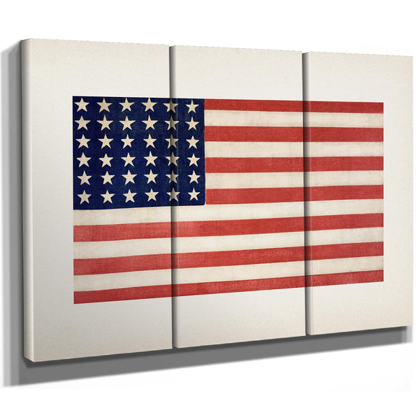 Bella Frye Vintage 36 Star American Flag Print: Patriotic USA Wall Art