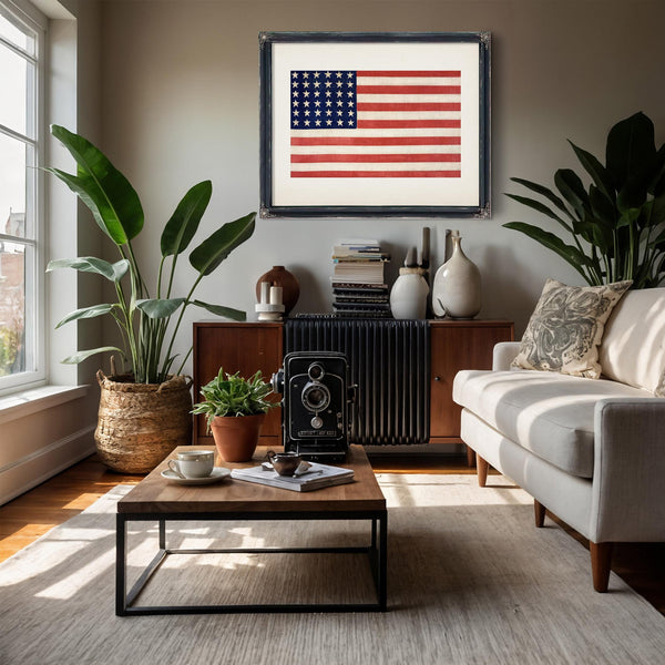 Bella Frye Vintage 36 Star American Flag Print: Patriotic USA Wall Art