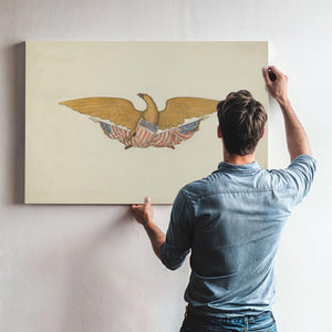 Bella Frye Vintage Eagle Print: Patriotic Americana Wall Art, Framed Canvas Option