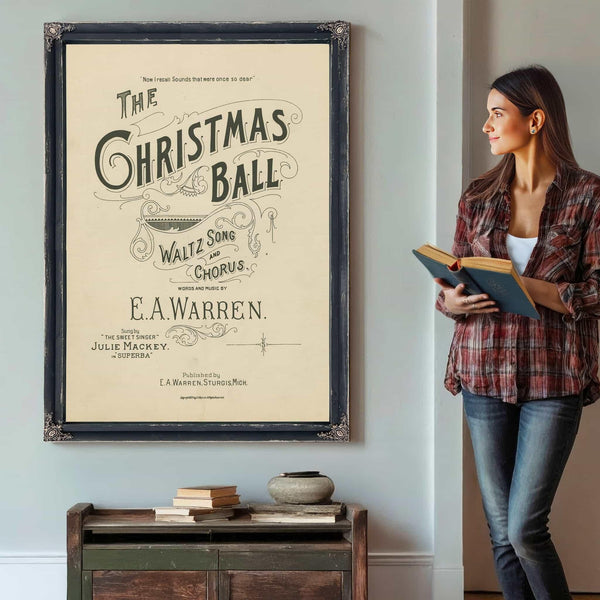 Bella Frye Framed Christmas Ball Art Print: E.A. Warren Victorian Decor