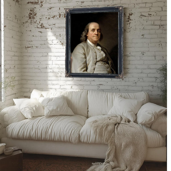 Bella Frye Benjamin Franklin Portrait: Vintage Historical Art Print, Ornate Frame Optional