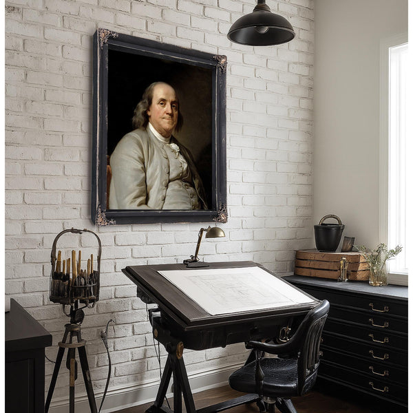 Bella Frye Benjamin Franklin Portrait: Vintage Historical Art Print, Ornate Frame Optional
