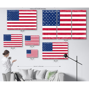 Bella Frye USA Flag – Weathered Vintage Style American Flag Wall Art – Ornate Frame or Canvas Print