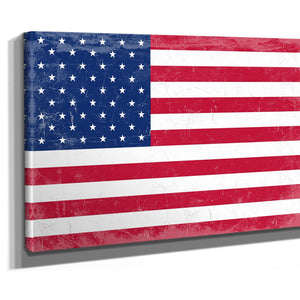 Bella Frye USA Flag – Weathered Vintage Style American Flag Wall Art – Ornate Frame or Canvas Print