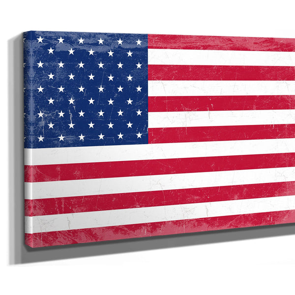 Bella Frye USA Flag – Weathered Vintage Style American Flag Wall Art – Ornate Frame or Canvas Print