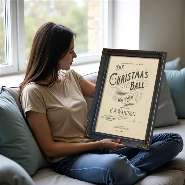 Bella Frye Framed Christmas Ball Art Print: E.A. Warren Victorian Decor