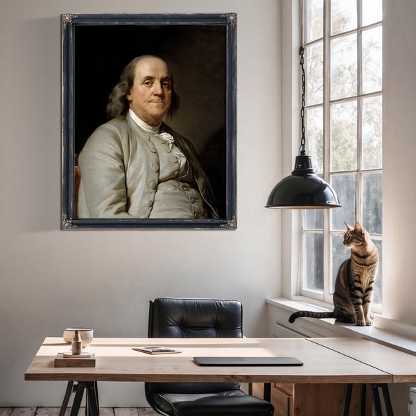 Bella Frye Benjamin Franklin Portrait: Vintage Historical Art Print, Ornate Frame Optional