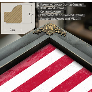 Bella Frye USA Flag – Weathered Vintage Style American Flag Wall Art – Ornate Frame or Canvas Print