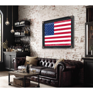 Bella Frye USA Flag – Weathered Vintage Style American Flag Wall Art – Ornate Frame or Canvas Print