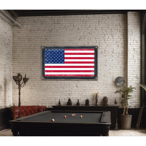 Bella Frye USA Flag – Weathered Vintage Style American Flag Wall Art – Ornate Frame or Canvas Print