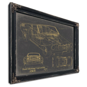 Bella Frye Vintage 1965 Ford Mustang Convertible Car Model Print,  Original Blueprint Canvas