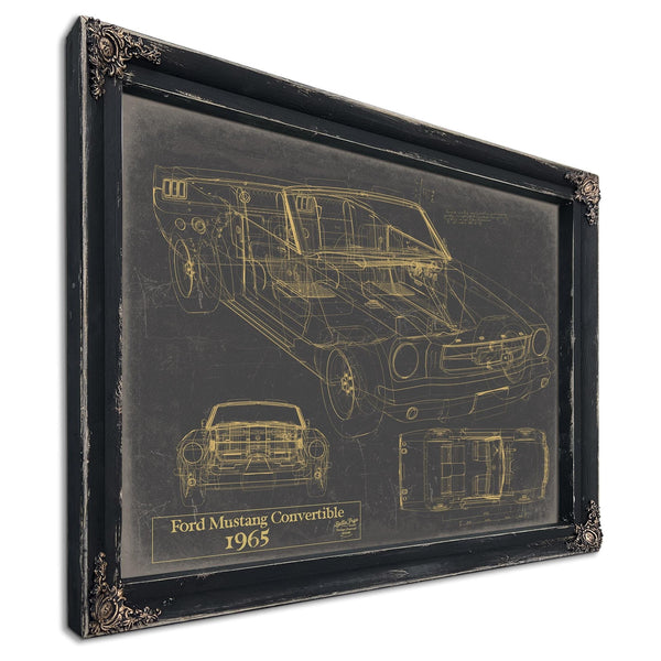 Bella Frye Vintage 1965 Ford Mustang Convertible Car Model Print,  Original Blueprint Canvas