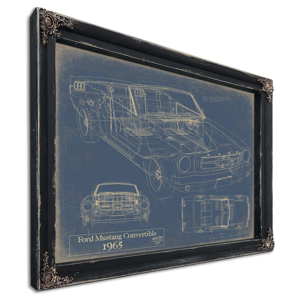 Bella Frye Vintage 1965 Ford Mustang Convertible Car Model Print,  Original Blueprint Canvas