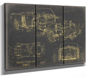 Bella Frye Vintage 1967 Shelby Cobra 427 Car Model Print,  Original Blueprint Canvas