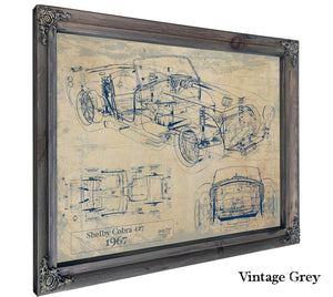 Bella Frye Vintage 1967 Shelby Cobra 427 Car Model Print,  Original Blueprint Canvas
