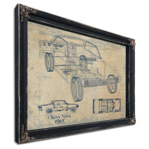 Bella Frye Vintage 1965 Chevrolet Nova Car Model Print,  Original Blueprint Canvas