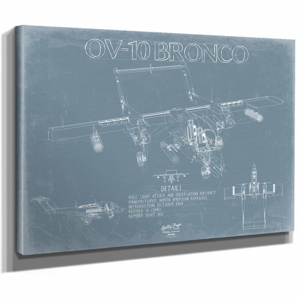 Bella Frye Home & Garden > Decor > Artwork North American Rockwell OV-10 Bronco Aircraft Blueprint Wall Art - Original Fighter Plane Print