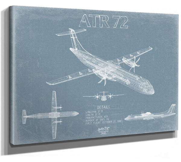 Bella Frye Home & Garden > Decor > Artwork ATR 72 Aircraft Blueprint Wall Art - Original Aviation Plane Print