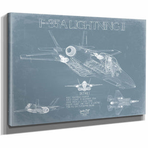 Bella Frye Home & Garden > Decor > Artwork F-35A Lightning II Aircraft Blueprint Wall Art - Original Fighter Plane Print