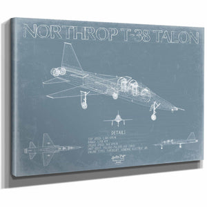 Bella Frye Home & Garden > Decor > Artwork Northrop Grumman T-38 Talon Aircraft Blueprint Wall Art - Original Fighter Plane Print