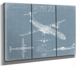 Bella Frye Home & Garden > Decor > Artwork ATR 72 Aircraft Blueprint Wall Art - Original Aviation Plane Print