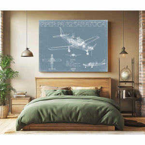Bella Frye Home & Garden > Decor > Artwork Piper PA-32 Saratoga Aircraft Blueprint Wall Art - Original Airplane Print