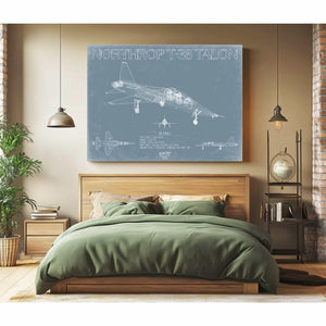 Bella Frye Home & Garden > Decor > Artwork Northrop Grumman T-38 Talon Aircraft Blueprint Wall Art - Original Fighter Plane Print