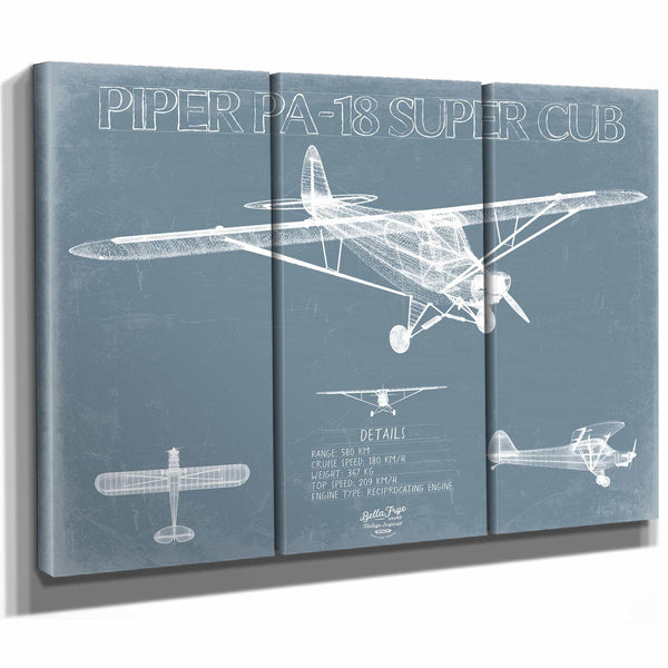Bella Frye Home & Garden > Decor > Artwork Piper PA 18 Super Cub Aircraft Blueprint Wall Art - Original Airplane Print
