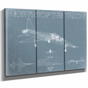 Bella Frye Home & Garden > Decor > Artwork Northrop Grumman T-38 Talon Aircraft Blueprint Wall Art - Original Fighter Plane Print