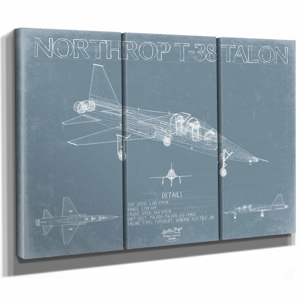 Bella Frye Home & Garden > Decor > Artwork Northrop Grumman T-38 Talon Aircraft Blueprint Wall Art - Original Fighter Plane Print
