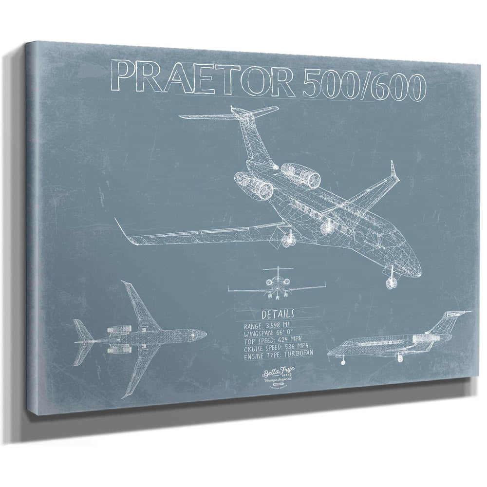 Bella Frye Home & Garden > Decor > Artwork Praetor 500/600 Aircraft Blueprint Wall Art - Original Airplane Print
