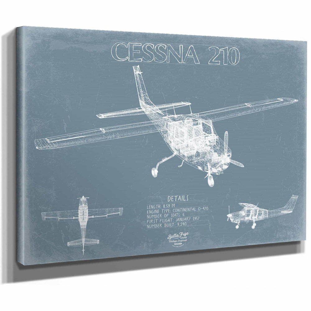 Bella Frye Home & Garden > Decor > Artwork Cessna 210 Centurion Aircraft Blueprint Wall Art - Original Airplane Print